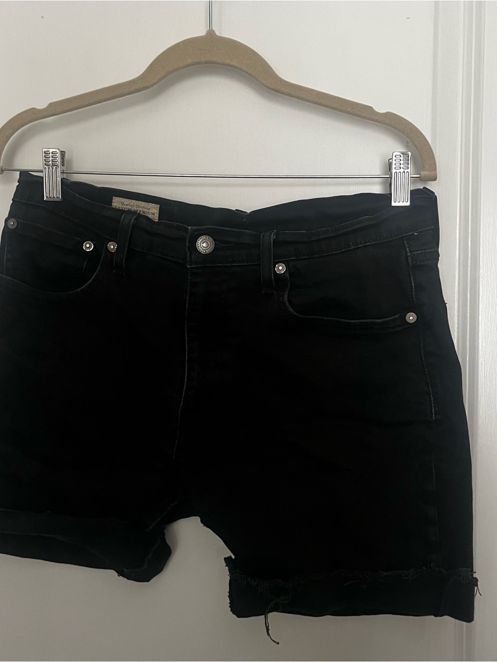 Levi's Black Denim Rolled Hem Shorts